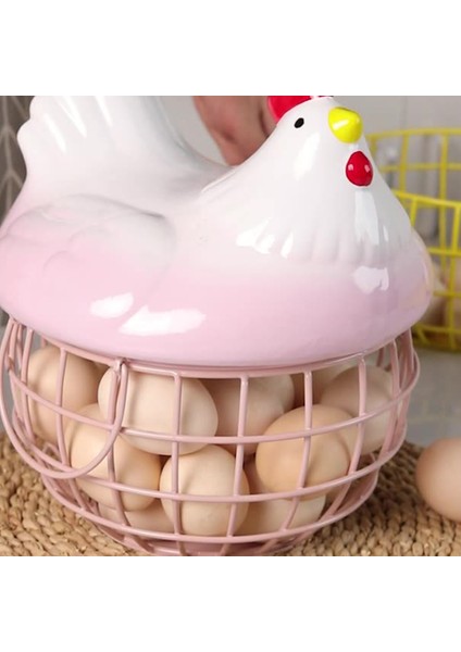 Seramik Yumurta Tutucu Kolu Metal Tavuk Süs Ev Dekoratif Meyve Depolama Sepeti Mutfak Organizatör Için,организаторы Hmoe (Yurt Dışından) modelleri