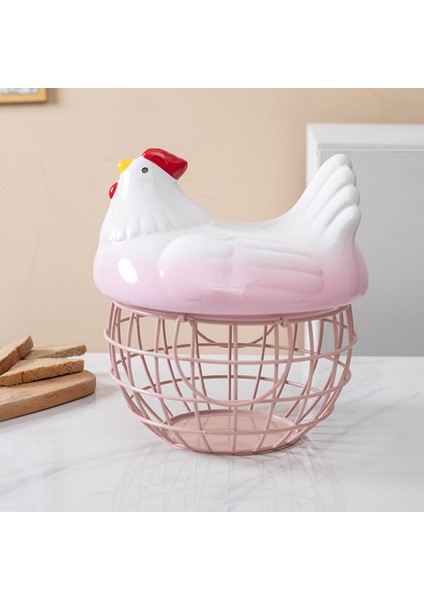 Seramik Yumurta Tutucu Kolu Metal Tavuk Süs Ev Dekoratif Meyve Depolama Sepeti Mutfak Organizatör Için,организаторы Hmoe (Yurt Dışından) fırsatları