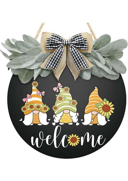 Ön Kapı Için Hoş Geldiniz Tabelaları - Kapı Dekorları Tatiller Için Duvar Süslemeleri - Cüceler, Ayçiçekleri, Beyaz Fiyonklu Duvar Dekoru,декоративные Подарки (Yurt Dışından) fiyatları