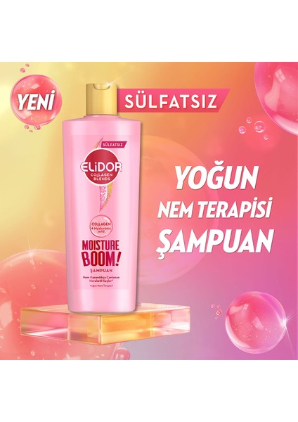 Collagen Blends Sülfatsız Saç Bakım Şampuanı Moisture Boom Yoğun Nem Terapisi 350 ml