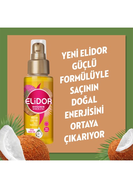 Doğanın Enerjisi Serum Saç Bakım Yağı Hindistan Cevizi Yağı Onarıcı ve Yıpranma Karşıtı 80 ml