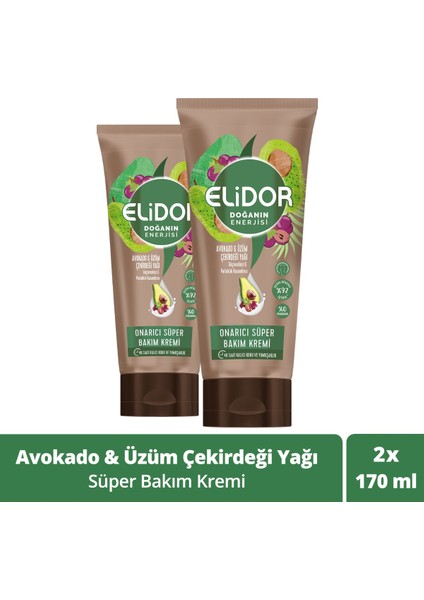 Doğanın Enerjisi Onarıcı Süper Saç Bakım Kremi Avokado ve Üzüm Çekirdeği Yağı 170 ml x2 Adet