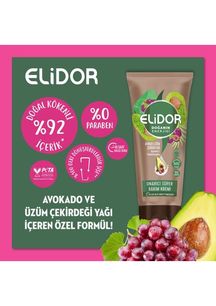 Doğanın Enerjisi Onarıcı Süper Saç Bakım Kremi Avokado ve Üzüm Çekirdeği Yağı 170 ml x2 Adet