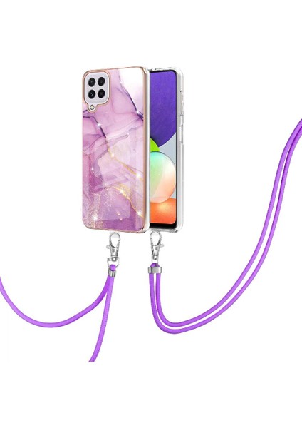 Samsung Galaxy A22 4g Mermer Crossbody Kordon Askısı Anti-Scratch Için Kılıf (Yurt Dışından)