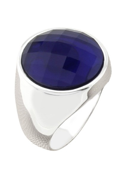 Erkek Yüzük Gümüş 925 Desenli Kare Taşlı