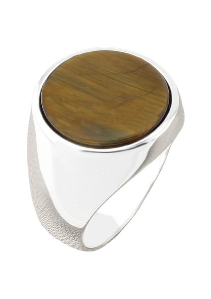 Erkek Yüzük Gümüş 925 Desenli Kare Taşlı