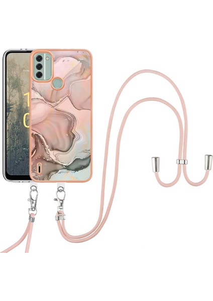 Nokia C31 Mermer Kapak Için Kılıf Yumuşak Tpu Tampon Ayrılabilir Kayış Crossbody (Yurt Dışından) modelleri