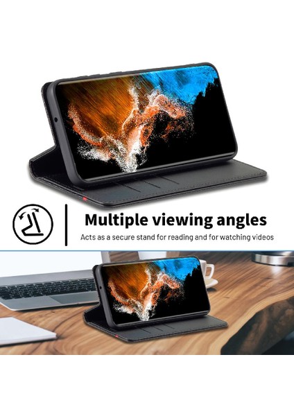 Samsung Galaxy S23 Manyetik Karbon Fiber Deri Folio Flip Case (Yurt Dışından) modelleri