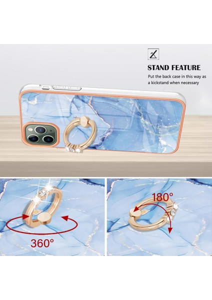 IPhone 12 Için Kılıf Pro Max Tampon Mermer Darbeye Tpu Silikon 360 &deg; Halka (Yurt Dışından)