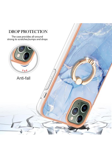 IPhone 12 Için Kılıf Pro Max Tampon Mermer Darbeye Tpu Silikon 360 &deg; Halka (Yurt Dışından)