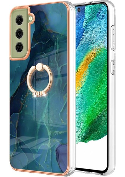 Samsung Galaxy S21 Fe 5g Için Kılıf 360 &deg; Dönebilir Halka Tampon Mermer Tpu (Yurt Dışından)