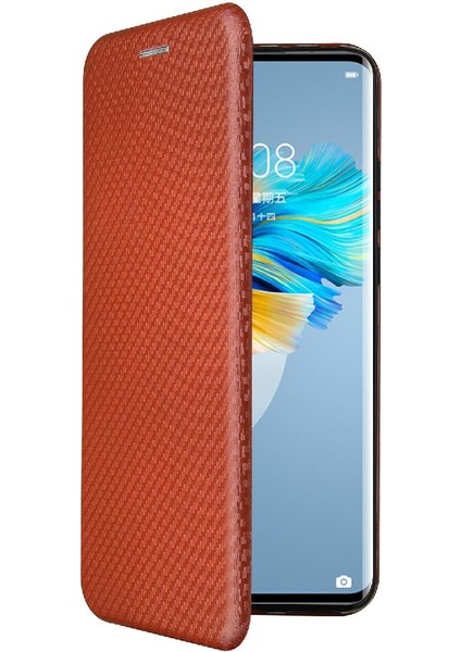 BDT Boutique Huawei Mate 40 Pro Için Kılıf Manyetik Karbon Fiber Kart Tutucu ile Folyo (Yurt Dışından)