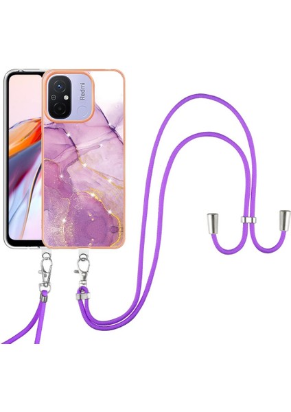 Xiaomi Redmi Için 12C Mermer Tampon Crossbody Kordon Askısı Yumuşak (Yurt Dışından)