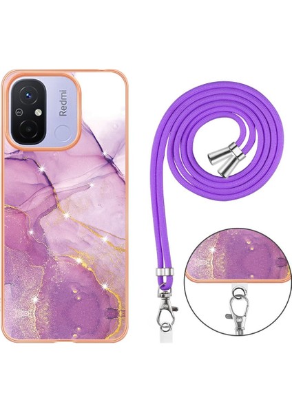 Xiaomi Redmi Için 12C Mermer Tampon Crossbody Kordon Askısı Yumuşak (Yurt Dışından)