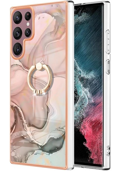 Samsung Galaxy S23 Ultra 5g Için Kılıf 360 &deg; Dönebilir Halka Tampon Mermer Tpu (Yurt Dışından)