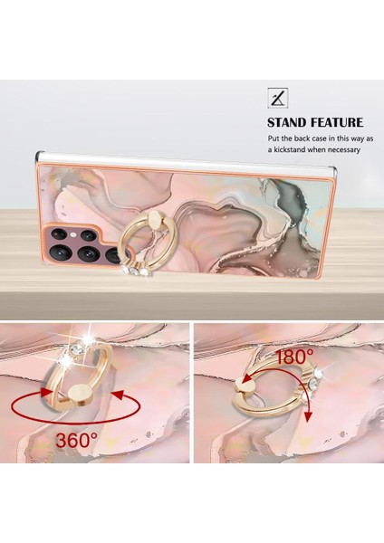 Samsung Galaxy S23 Ultra 5g Için Kılıf 360 &deg; Dönebilir Halka Tampon Mermer Tpu (Yurt Dışından) modelleri