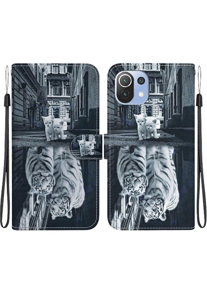 Xiaomi 11 Lite 5g Ne Kelebek Çiçek Boyalı Kart Yuvaları Cüzdan (Yurt Dışından)