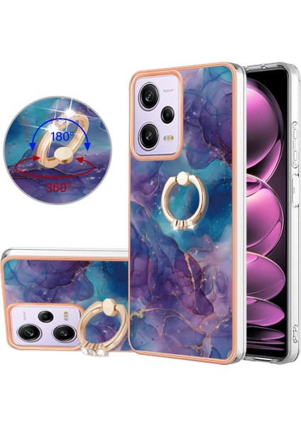 Xiaomi Poco X5 Pro 5g Için Kılıf 360 &deg; Dönebilir Halka Mermer Darbeye Tpu (Yurt Dışından)