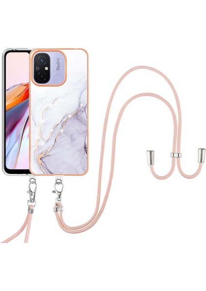 Xiaomi Redmi Için 12C Mermer Tampon Crossbody Kordon Askısı Yumuşak (Yurt Dışından)