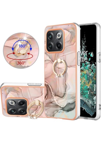 Oneplus 10T 5g Tampon Için Kılıf 360 &deg; Dönebilir Halka Mermer Darbeye Tpu (Yurt Dışından)