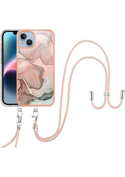 IPhone 14 Kapak Mermer Ayrılabilir Kayış Crossbody Kordon Yumuşak (Yurt Dışından)