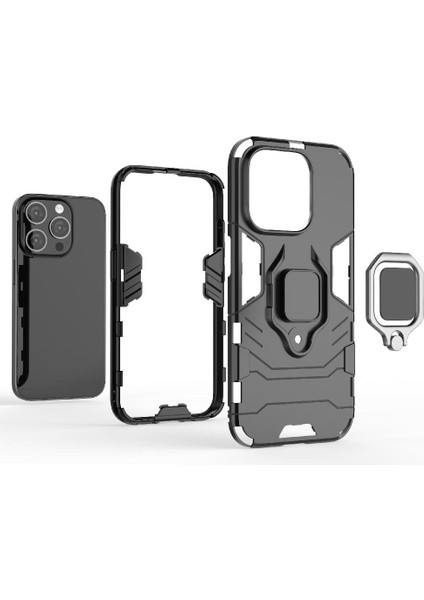 IPhone 15 Için Kılıf Pro Max Kickstand 360 &deg; Dönen Halka Askeri Damla Kapak (Yurt Dışından)