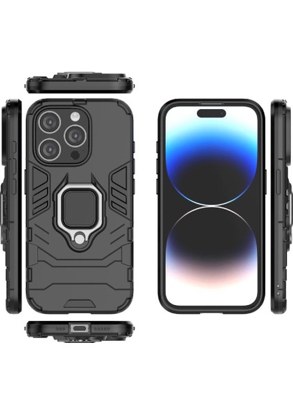 IPhone 15 Için Kılıf Pro Max Kickstand 360 &deg; Dönen Halka Askeri Damla Kapak (Yurt Dışından)