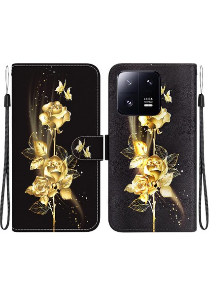 Xiaomi 13 Pro Cüzdan Kart Yuvaları Için Kılıf Pu Deri Kelebek Çiçek (Yurt Dışından) indirimleri