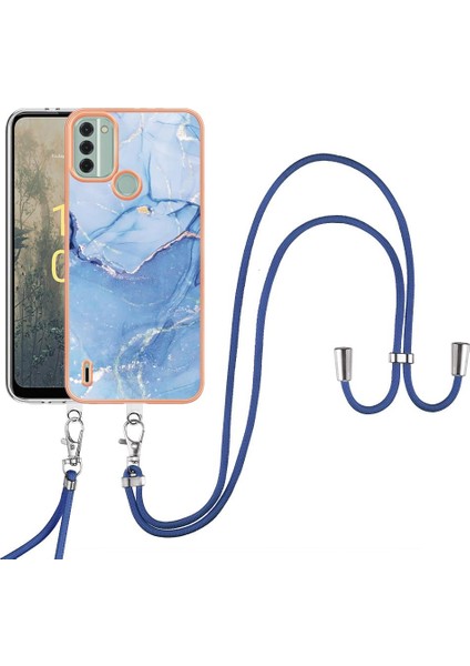 Nokia C31 Mermer Kapak Için Kılıf Yumuşak Tpu Tampon Ayrılabilir Kayış Crossbody (Yurt Dışından)