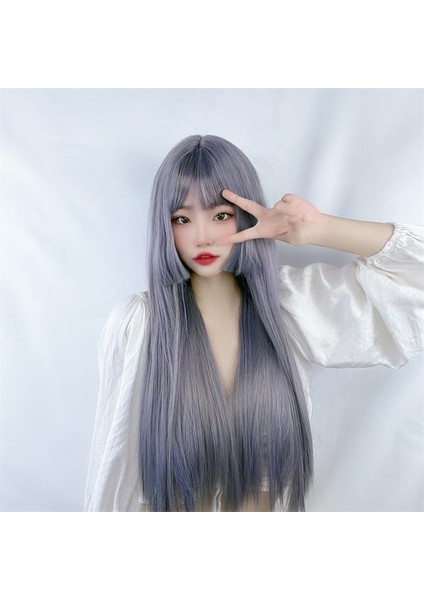 Kadınlar Için Zarif Uzun Düz Peruk Kişiselleştirilmiş Cosplay Saç Uzantıları (Yurt Dışından) modelleri
