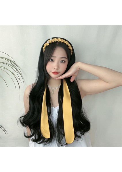 Peruk Kadın Uzun Kıvırcık Saç Örgülü Şerit Kafa Bandı Entegre Yapay Saç Büyük Dalga Uv Tipi Yarım Başlık (Yurt Dışından) modelleri