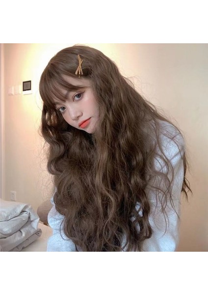 Kore Peruk Kadın Uzun Saç Mısır Kıvırıcı Küçük Bukleler Mizaç Yüz Kırpma Uzun Kıvırcık Saç Tam Kafa Peruk Tarzı (Yurt Dışından)