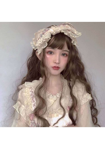 Kore Peruk Kadın Uzun Saç Mısır Kıvırıcı Küçük Bukleler Mizaç Yüz Kırpma Uzun Kıvırcık Saç Tam Kafa Peruk Tarzı (Yurt Dışından) modelleri