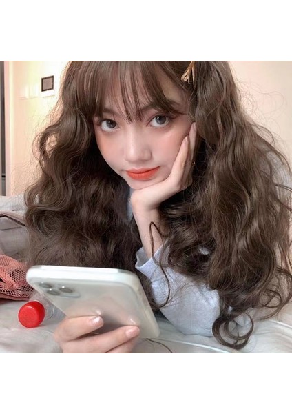 Kore Peruk Kadın Uzun Saç Mısır Kıvırıcı Küçük Bukleler Mizaç Yüz Kırpma Uzun Kıvırcık Saç Tam Kafa Peruk Tarzı (Yurt Dışından) fırsatları