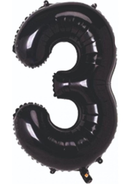 3 Rakam Siyah Folyo Balon 80 cm