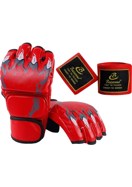 Yarım Eldivenleri Kickboks Karate Mücadele Kırmızı Için Dayanıklı Mma Eldivenleri (Yurt Dışından)