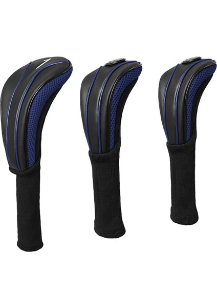 3 Golf Ahşap Headcovers Taşınabilir Pu Şak Ekipman I Kılıfı Mavi (Yurt Dışından)