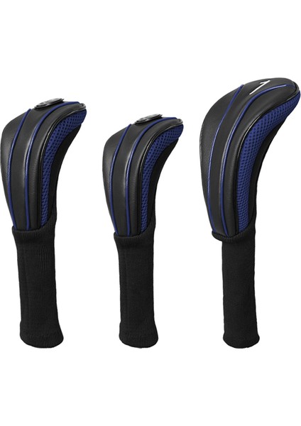 3 Golf Ahşap Headcovers Taşınabilir Pu Şak Ekipman I Kılıfı Mavi (Yurt Dışından)