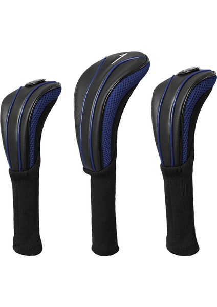 3 Golf Ahşap Headcovers Taşınabilir Pu Şak Ekipman I Kılıfı Mavi (Yurt Dışından)