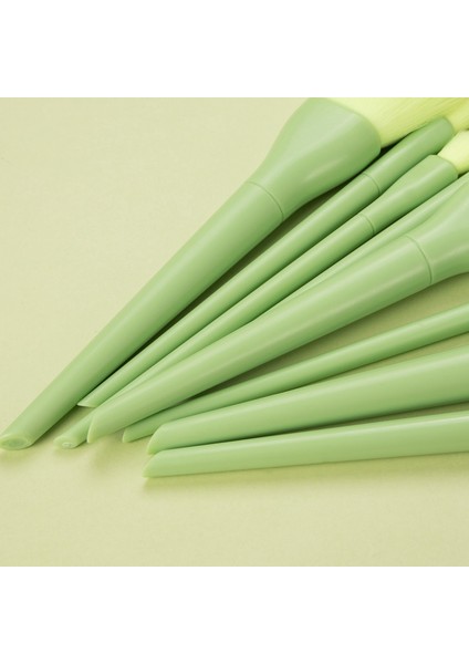 10pcs Kirpik Kaş Fırçaları Sentetik Saç Makyaj Fırça Seti Yeşil (Yurt Dışından)