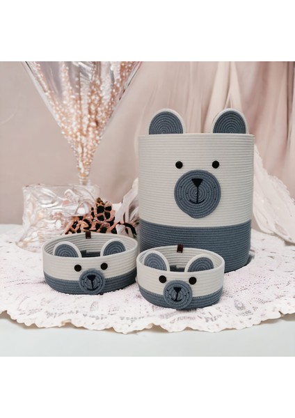 3'lü Oyuncak Sepet Hasır Sepet Takımı Organizer Hediyelik Saklama KUTUSU-35X35/25X10/25X10