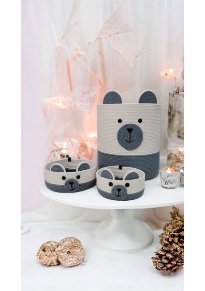 3'lü Oyuncak Sepet Hasır Sepet Takımı Organizer Hediyelik Saklama KUTUSU-35X35/25X10/25X10 modelleri