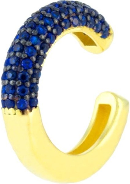 925 Ayar Gümüş Yarı Taş İşlemeli Kıkırdak Küpe