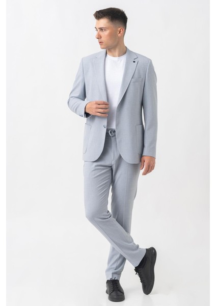 Agno T2415 Regular Fit Likralı 6 Drop Jogger Gofre Takım Elbise Desenli