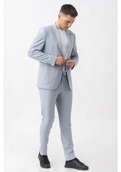 Agno T2415 Regular Fit Likralı 6 Drop Jogger Gofre Takım Elbise Desenli
