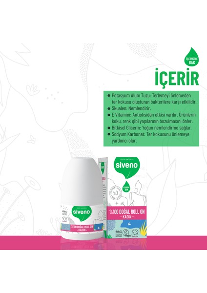 %100 Doğal Roll-On Kadın Deodorant Ter Kokusu Önleyici Bitkisel Leke Bırakmayan Vegan 50 ml