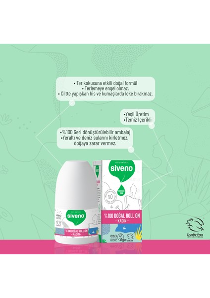 %100 Doğal Roll-On Kadın Deodorant Ter Kokusu Önleyici Bitkisel Leke Bırakmayan Vegan 50 ml