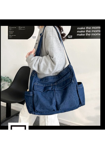 Edebi Tarzı Rahat Omuz Çantası Kadın Kore Modası Üniversite Öğrencileri Sınıfa Yeni Crossbody Çanta Taşıyor (Yurt Dışından)