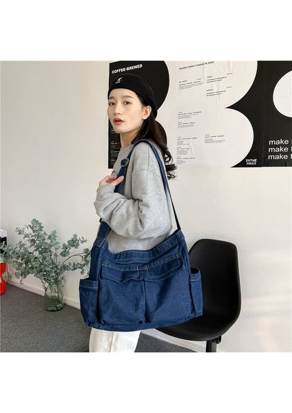 Edebi Tarzı Rahat Omuz Çantası Kadın Kore Modası Üniversite Öğrencileri Sınıfa Yeni Crossbody Çanta Taşıyor (Yurt Dışından)