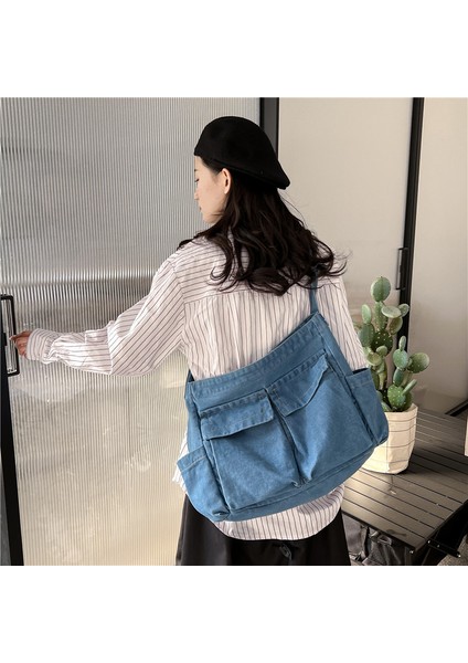 Edebi Tarzı Rahat Omuz Çantası Kadın Kore Modası Üniversite Öğrencileri Sınıfa Yeni Crossbody Çanta Taşıyor (Yurt Dışından)